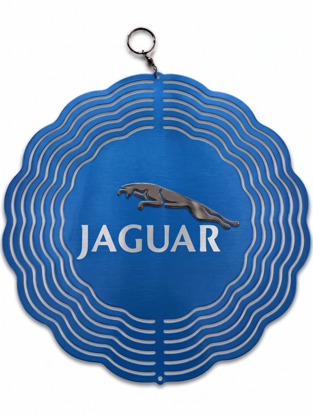 10" Jaguar Leaper Logo Kinetic Wind Spinner - Blue Metal Hanging Yard Decor